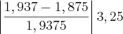 \left|\frac{1,937-1,875}{1,9375} \right|3,25 \left|\frac{1,937-1,875}{1,9375} \right|3,25