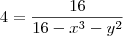 4=\frac{16}{16-x^3-y^2}