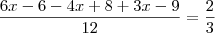 \frac{6x-6-4x+8+3x-9}{12}=\frac{2}{3}
