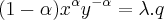 (1-\alpha){x}^{\alpha}{y}^{-\alpha}=\lambda.q
