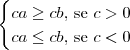 \begin{cases}ca \geq cb\textrm{, se } c > 0 \\ ca \leq cb \textrm{, se } c < 0\end{cases}