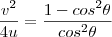 \frac{v^2}{4u}=\frac{1-cos^2\theta}{cos^2\theta}